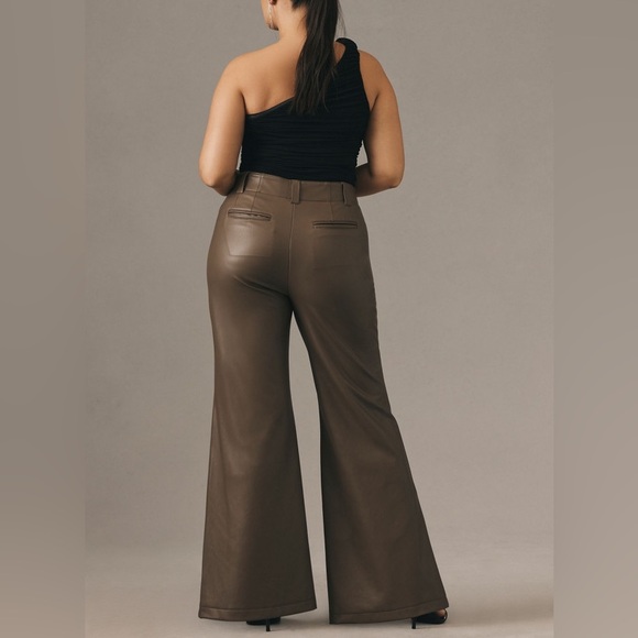 Anthropologie Naomi Vegan Leather Wide Flare Pants - Picture 2 of 3